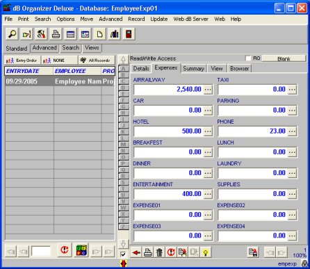 employee expenses tracker, manager, database