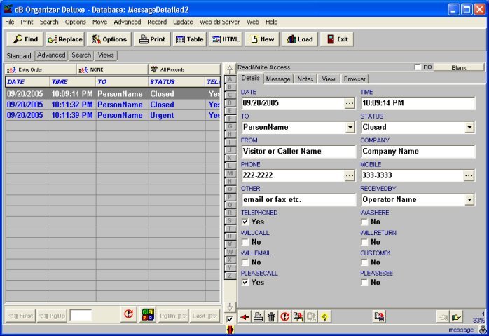 message tracking software, detailed database