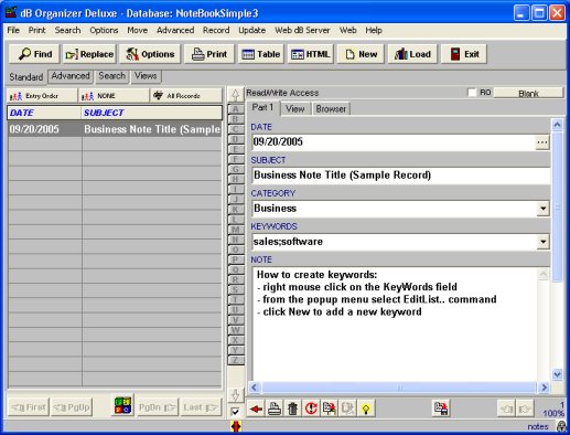 notes inventory software, notes database, simple