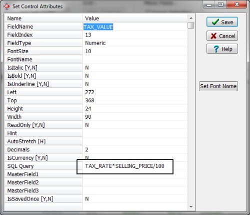 organizer, text and numeric as calculated fields, tax value