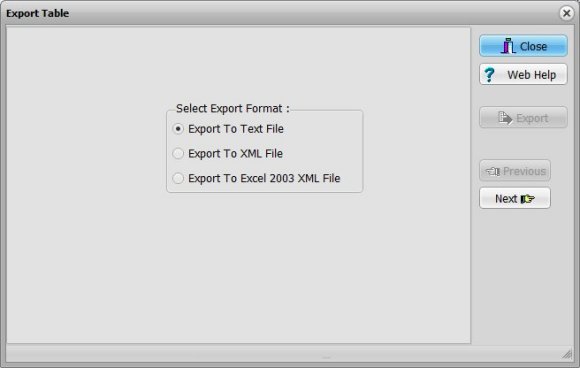 export sample, choose format