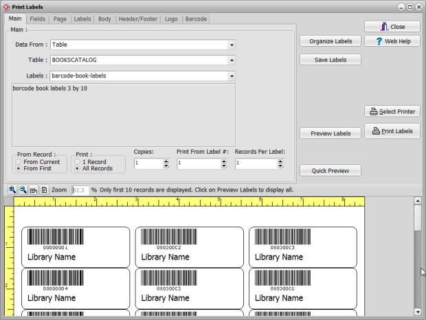 search and replace sample, create barcode numbers, print labels