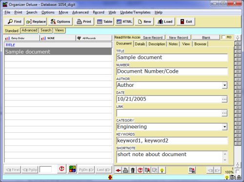 digital document manager, database