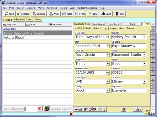 Free DVD Movie Tracker Database Template For Organizer Deluxe And Pro 