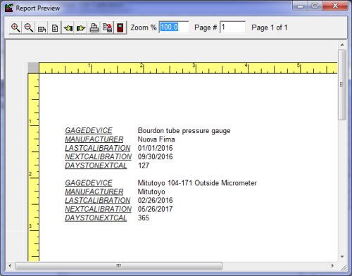 calibration log report sample