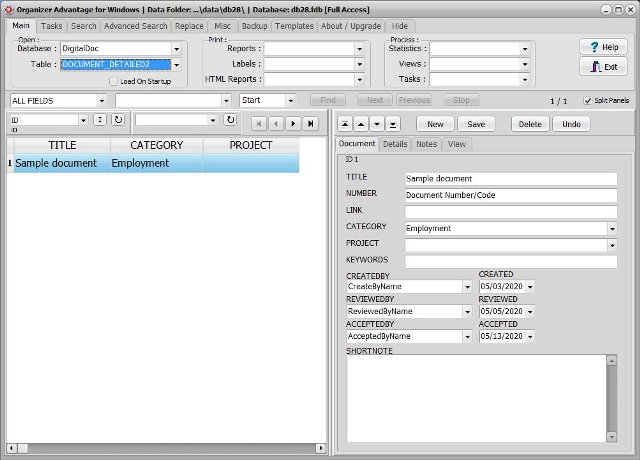 digital document software digital document inventory 2 database