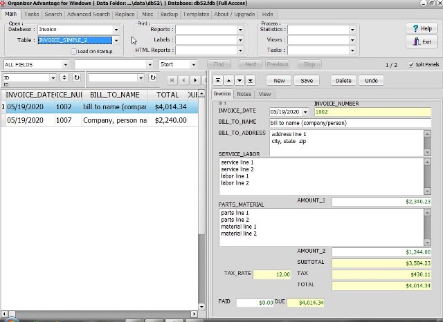 invoice software invoice simple 2 database