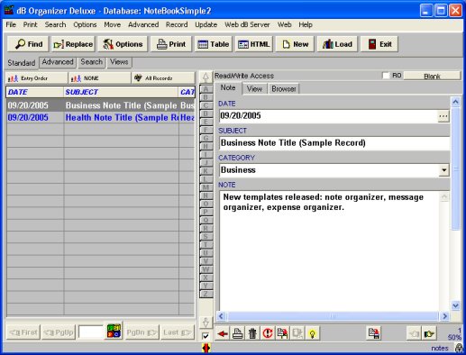 simple note manager, software