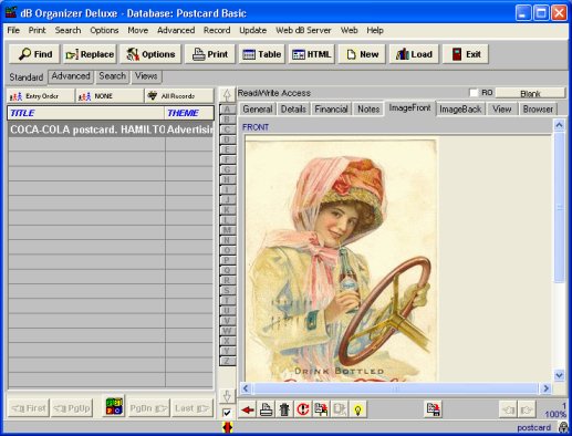 postcard inventory, collector software