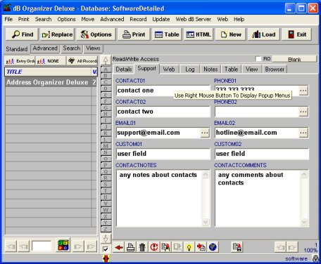 software tracker, database