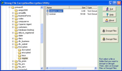select file or folder for encryption or decryption