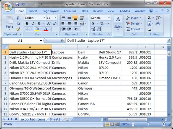 review inventory data in spreadsheet