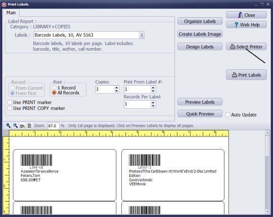 print inventory label report to pdf file