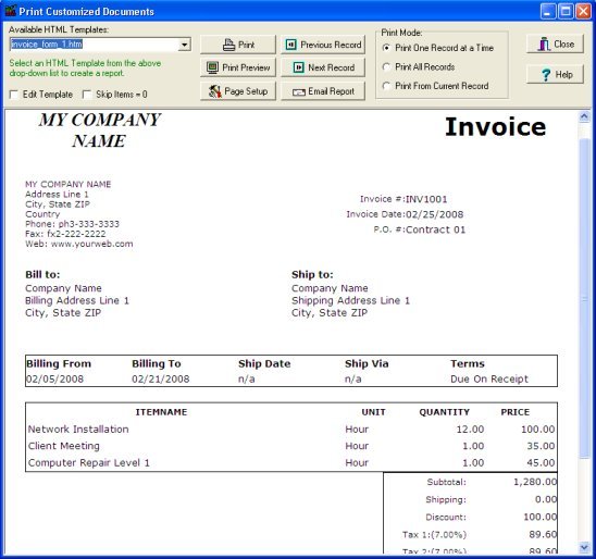 billing software, print invoice