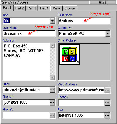 database, simple text field