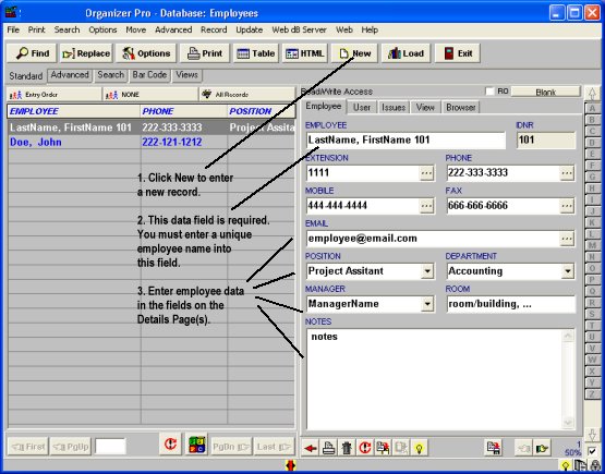 issue manager, enter personnel data