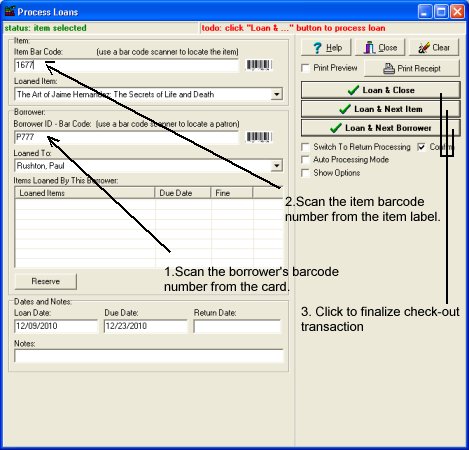 3. process check out transactions with barcode scanner