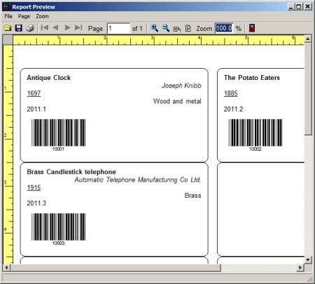 museum software, barcode label