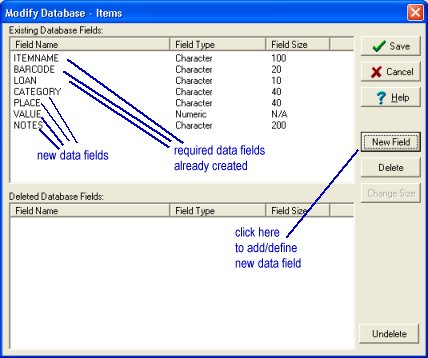 customize tracking database, add description data fields