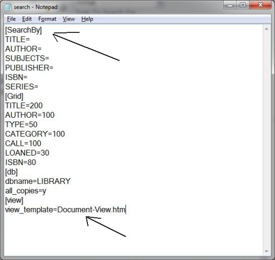 document library, define search configuration file