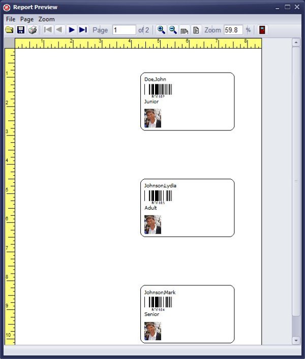 library member id cards, 3 per page