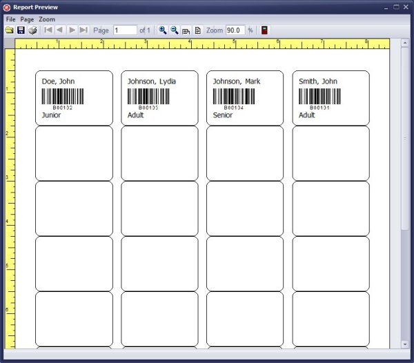 library member id tags, 32 per page