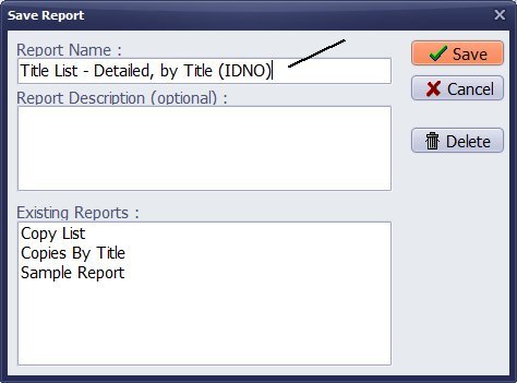how to create library detailed list report, save report