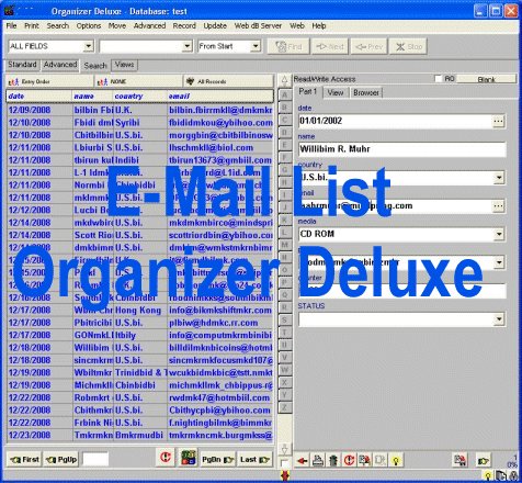 EMail List Organizer Deluxe 4.11 screenshot