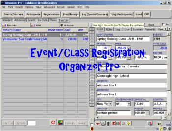 Windows 7 Event/Class Registration Organizer Pro 3.2b full