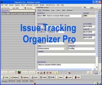 Issue Tracking Organizer Pro screenshot