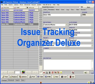 Issue Tracking Organizer Deluxe screen shot