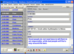 Quote, proverb, saying, verse management software for Windows users.