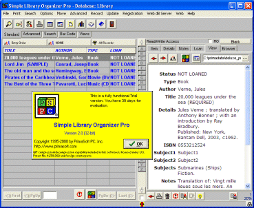 Simple Library software: catalog library items, manage members, circulate items.