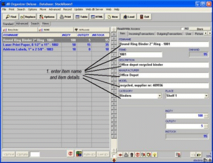 Stockroom Organizer Deluxe 4.1 screenshot