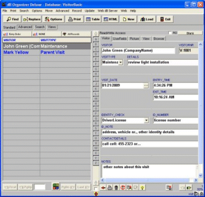 Visitor Organizer Deluxe screen shot