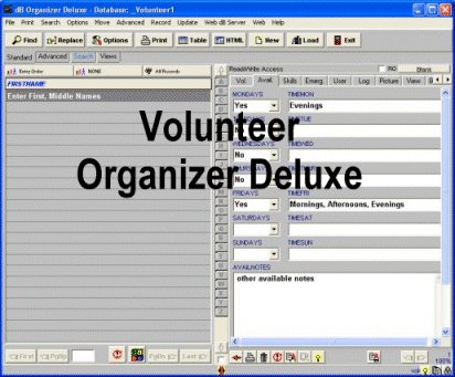 Volunteer Organizer Deluxe screen shot