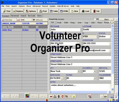 Volunteer management database software.