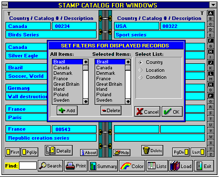 Stamp Catalog - Stamp Catalog for Windows.