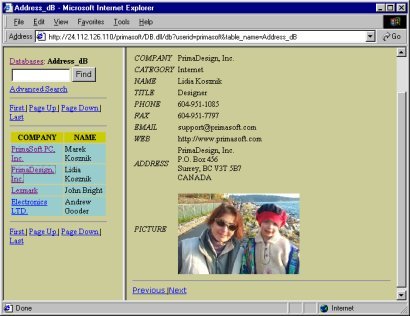 Car software html table
