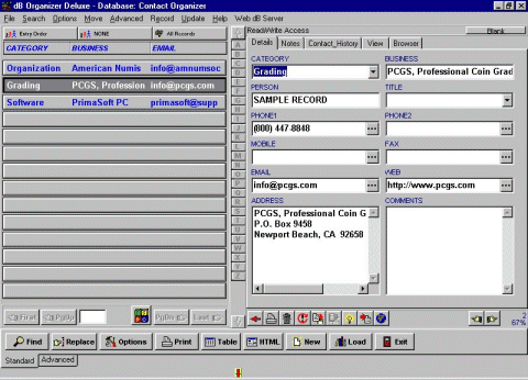 coin software contacts database