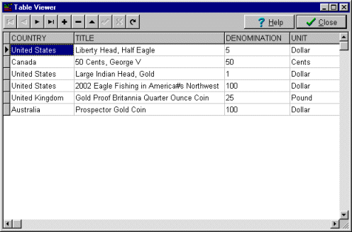 coin softwrae table viewer