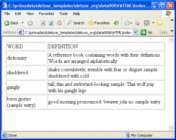 dictionary software html report