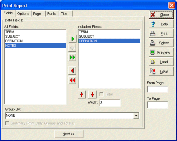 dictionary software define report