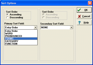 dictionary software sort database