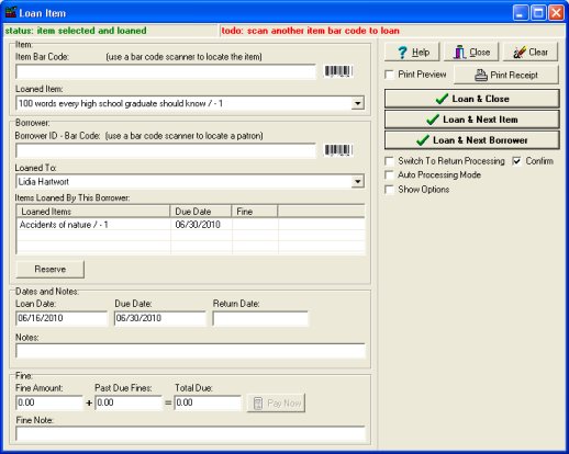 library cataloging, loan window