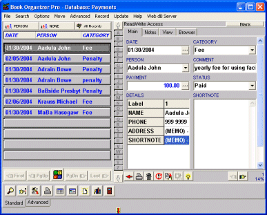 library software, payment transactions