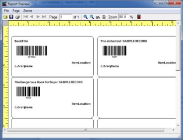 library label, barcode, title, location