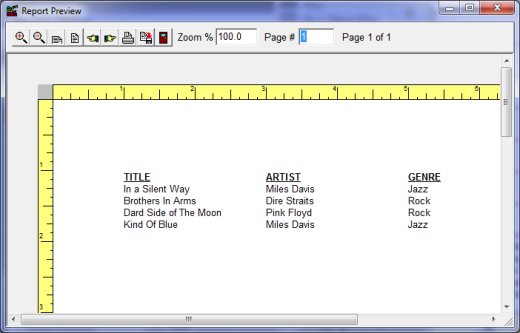 Music software report preview