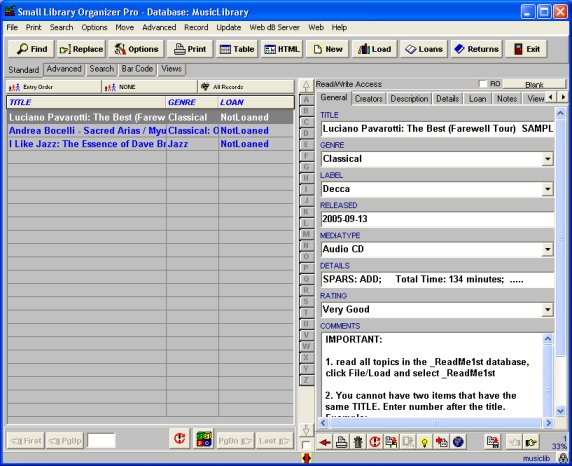 main music library database
