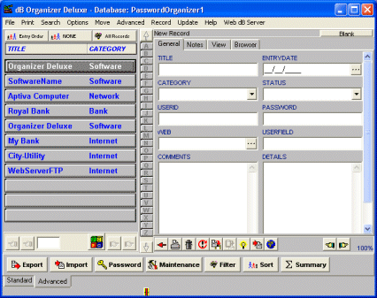 password software enter modify records